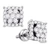 Image 1 : 0.60 CTWDiamond Square Cluster Earrings 10KT White Gold - REF-44M9H