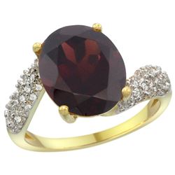 Natural 6.45 ctw garnet & Diamond Engagement Ring 14K Yellow Gold - REF-62X3A