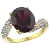 Image 1 : Natural 6.45 ctw garnet & Diamond Engagement Ring 14K Yellow Gold - REF-62X3A