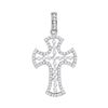 Image 1 : 0.50 CTWPave-set Diamond Cross Pendant 10KT White Gold - REF-26Y9X