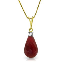 Genuine 8.85 ctw Ruby & Diamond Necklace Jewelry 14KT Yellow Gold - REF-26N2R