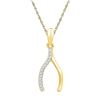 Image 1 : 0.05 CTW Diamond Wishbone Lucky Prosperity Charm Pendant 10KT Yellow Gold - REF-6F2N