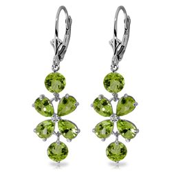 Genuine 5.32 ctw Peridot Earrings Jewelry 14KT White Gold - REF-50T3A