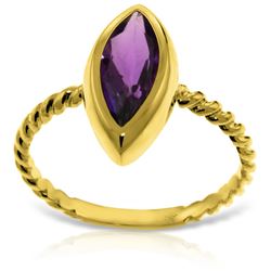 Genuine 1.70 ctw Amethyst Ring Jewelry 14KT Yellow Gold - REF-39W3Y