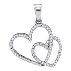 0.20 CTW Diamond Double Heart Love Pendant 10KT White Gold - REF-18M2H