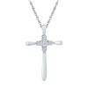 Image 1 : 0.05 CTW Diamond Cross Pendant 10KT White Gold - REF-12X2Y