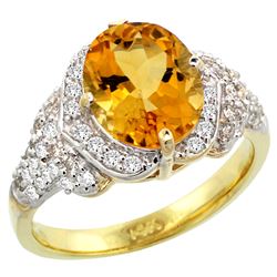 Natural 2.92 ctw citrine & Diamond Engagement Ring 14K Yellow Gold - REF-102N7G