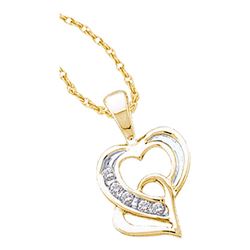 0.05 CTW Diamond Double Joined Heart Pendant 10KT Yellow Gold - REF-12W2K