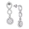 Image 1 : 1.3 CTW Diamond Cluster Dangle Infinity Earrings 10KT White Gold - REF-89H9M