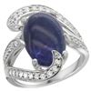 Image 1 : Natural 5.24 ctw lapis-lazuli & Diamond Engagement Ring 14K White Gold - REF-129M4H