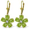 Image 1 : Genuine 4.43 ctw Peridot & Diamond Earrings Jewelry 14KT Yellow Gold - REF-49W8Y