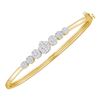 Image 1 : 1 CTW Diamond Flower Cluster Bangle Bracelet 14KT Yellow Gold - REF-119N9F