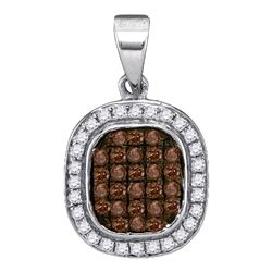 0.25 CTW Brown Color Diamond Fashion Pendant 10KT White Gold - REF-14Y9X