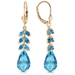 Genuine 11.20 ctw Blue Topaz Earrings Jewelry 14KT Yellow Gold - REF-56X2M