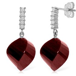 Genuine 30.65 ctw Ruby & Diamond Earrings Jewelry 14KT White Gold - REF-59M9T