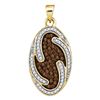 Image 1 : 0.50 CTWCognac-brown Color Diamond Oval Cluster Pendant 10KT Yellow Gold - REF-25M4H