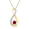 Image 1 : 0.61 CTW Created Ruby Diamond Fashion Pendant 10KT Yellow Gold - REF-13W4K