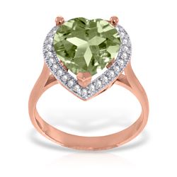 Genuine 3.24 ctw Green Amethyst & Diamond Ring Jewelry 14KT Rose Gold - REF-66T9A