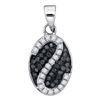 Image 1 : 0.25 CTW Black Color Diamond Oval Cluster Pendant 10KT White Gold - REF-16M4H