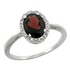 Image 1 : Natural 1.22 ctw Garnet & Diamond Engagement Ring 14K White Gold - REF-27Y5X