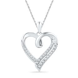 0.10 CTW Diamond Heart Outline Pendant 10KT White Gold - REF-18N2F