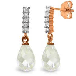 Genuine 4.65 ctw White Topaz & Diamond Earrings Jewelry 14KT Rose Gold - REF-36A2K