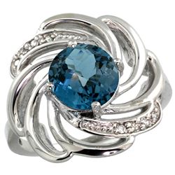 Natural 2.25 ctw london-blue-topaz & Diamond Engagement Ring 14K White Gold - REF-58N4G