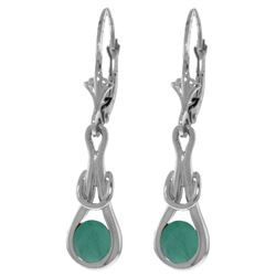 Genuine 1.30 ctw Emerald Earrings Jewelry 14KT White Gold - REF-54F5Z