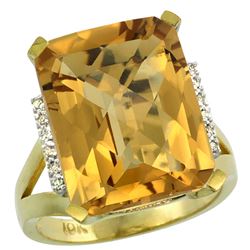 Natural 12.13 ctw Whisky-quartz & Diamond Engagement Ring 14K Yellow Gold - REF-67R2Z