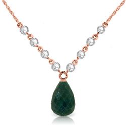 Genuine 15.6 ctw Green Sapphire Corundum & Diamond Necklace Jewelry 14KT Rose Gold - REF-139Y8F