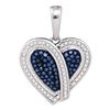 0.25 CTW Blue Color Diamond Heart Pendant 10KT White Gold - REF-28F4N