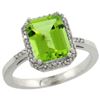 Natural 2.63 ctw Peridot & Diamond Engagement Ring 14K White Gold - REF-42X9A