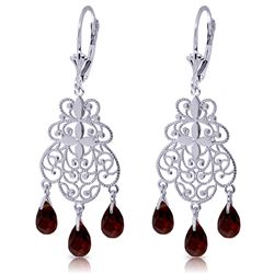 Genuine 3.75 ctw Garnet Earrings Jewelry 14KT White Gold - REF-58K3V