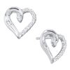 0.16 CTW Diamond Heart Love Stud Earrings 14KT White Gold - REF-19F4N