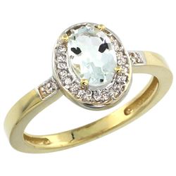 Natural 0.79 ctw Aquamarine & Diamond Engagement Ring 14K Yellow Gold - REF-33W6K