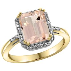 Natural 2.63 ctw Morganite & Diamond Engagement Ring 14K Yellow Gold - REF-60G3M