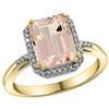 Natural 2.63 ctw Morganite & Diamond Engagement Ring 14K Yellow Gold - REF-60G3M