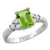 Natural 1.48 ctw peridot & Diamond Engagement Ring 14K White Gold - REF-52A2V