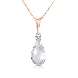 Genuine 2.3 ctw White Topaz & Diamond Necklace Jewelry 14KT Rose Gold - REF-22M8T