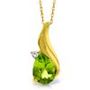 Image 1 : Genuine 2.03 ctw Peridot & Diamond Necklace Jewelry 14KT Yellow Gold - REF-35A9K