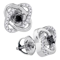 0.25 CTW Black Color Diamond Solitaire Oval Earrings 10KT White Gold - REF-18H2M