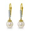 Image 1 : Genuine 4.15 ctw Pearl & Diamond Earrings Jewelry 14KT Yellow Gold - REF-34X7M