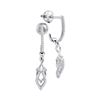 Image 1 : 0.15 CTW Diamond J-Hoop Dangle Screwback Earrings 10KT White Gold - REF-18W2K