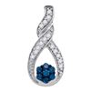 Image 1 : 0.25 CTW Blue Color Diamond Cradled Cluster Pendant 10KT White Gold - REF-14M9H