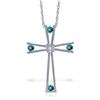 Genuine 0.43 ctw Blue Topaz & Diamond Necklace Jewelry 14KT White Gold - REF-76W7Y