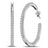 Image 1 : 1.95 CTW Diamond In/Out Hoop Earrings 14KT White Gold - REF-149M9H