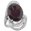 Natural 11.2 ctw garnet & Diamond Engagement Ring 14K White Gold - REF-110R2Z