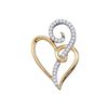 0.10 CTW Diamond Curled Double Heart Pendant 10KT Yellow Gold - REF-13Y4X