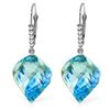 Genuine 28 ctw Blue Topaz & Diamond Earrings Jewelry 14KT White Gold - REF-87F7Z