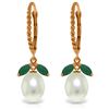 Genuine 9 ctw Emerald & Pearl Earrings Jewelry 14KT Rose Gold - REF-41T4A
